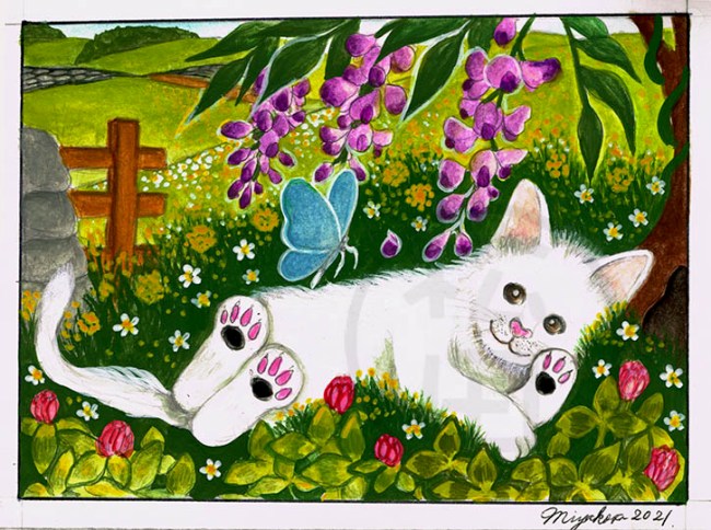 WhiteCatWisteriaCloverBlueButterflyLowResWM
